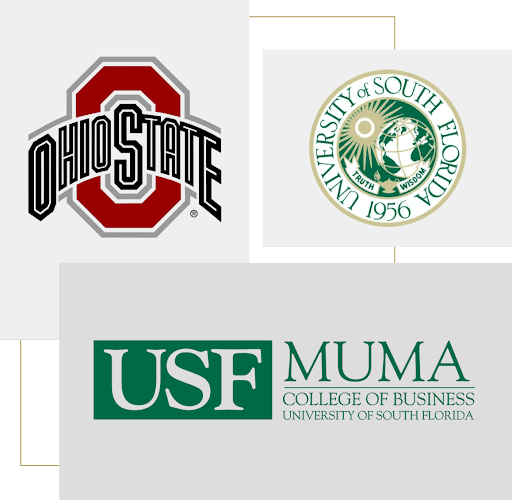 Three university logos: Ohio State, University of South Florida, and USF Muma College of Business.